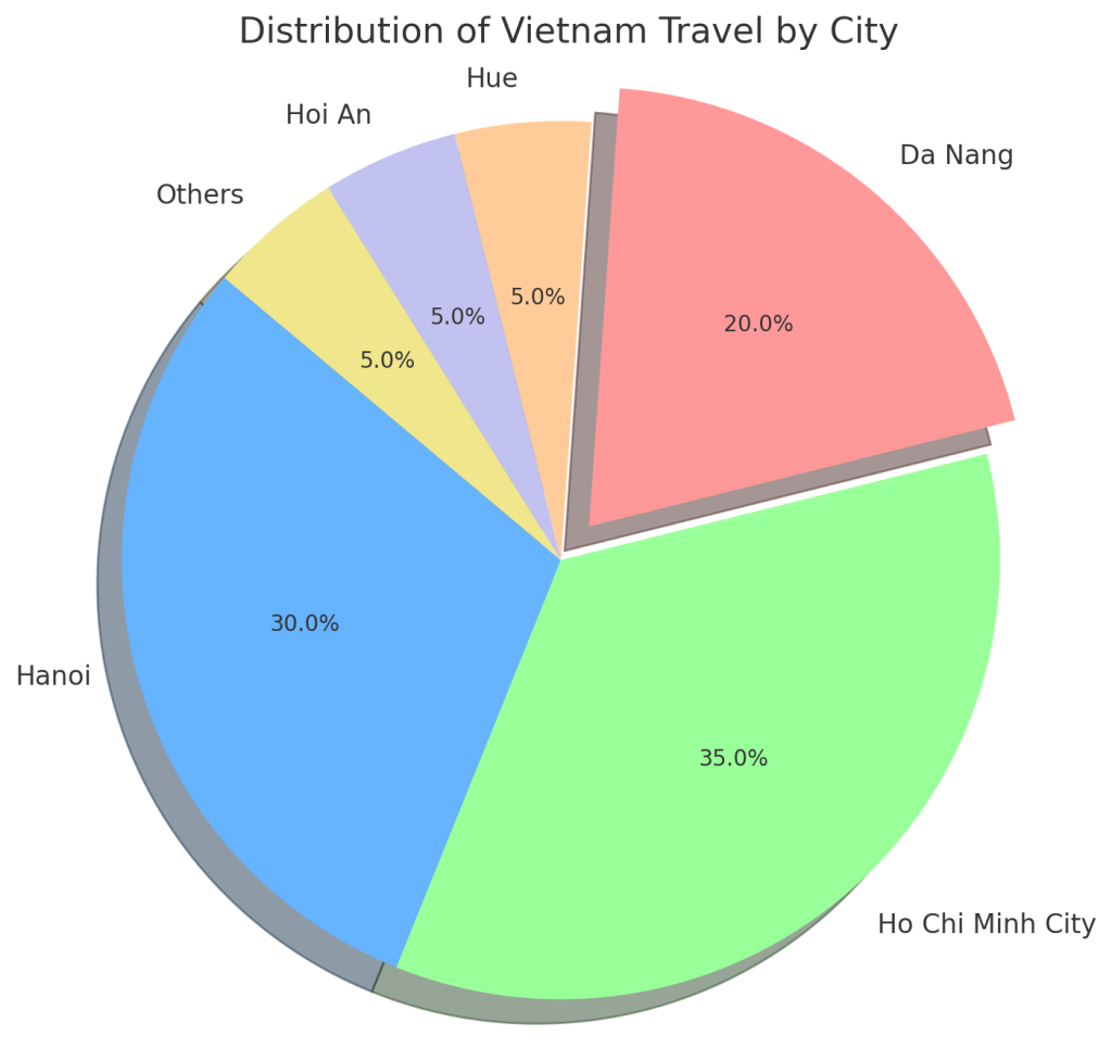 chart on percentage of vietnam travel using which da nang city